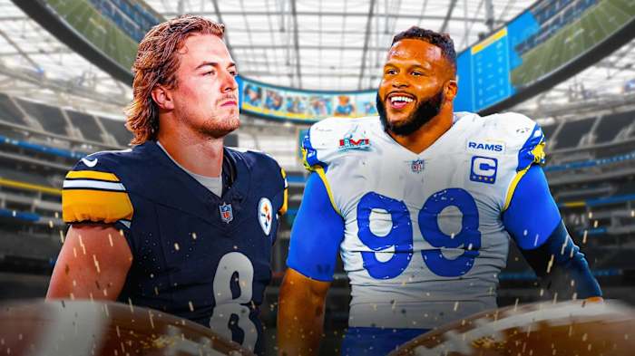 Kenny Pickett (L) and Aaron Donald